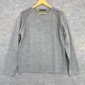 REISS 100% Wool Sweater Mens XL Shoulder Tab Knit Designer‎ Crewneck